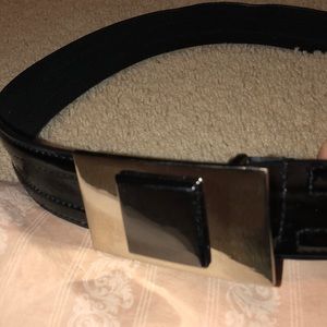 Black Patton belt, buckle silver rectangle